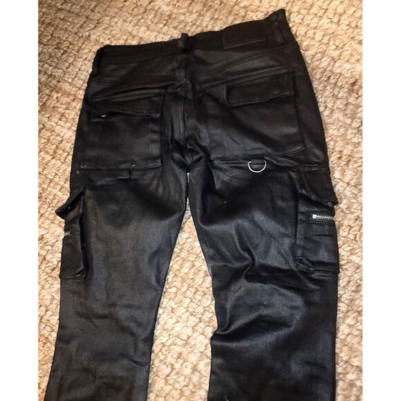 Valabasas Onyx Black Stacked Flare Waxed Jeans Men's Size 29 - Picture 14 of 16